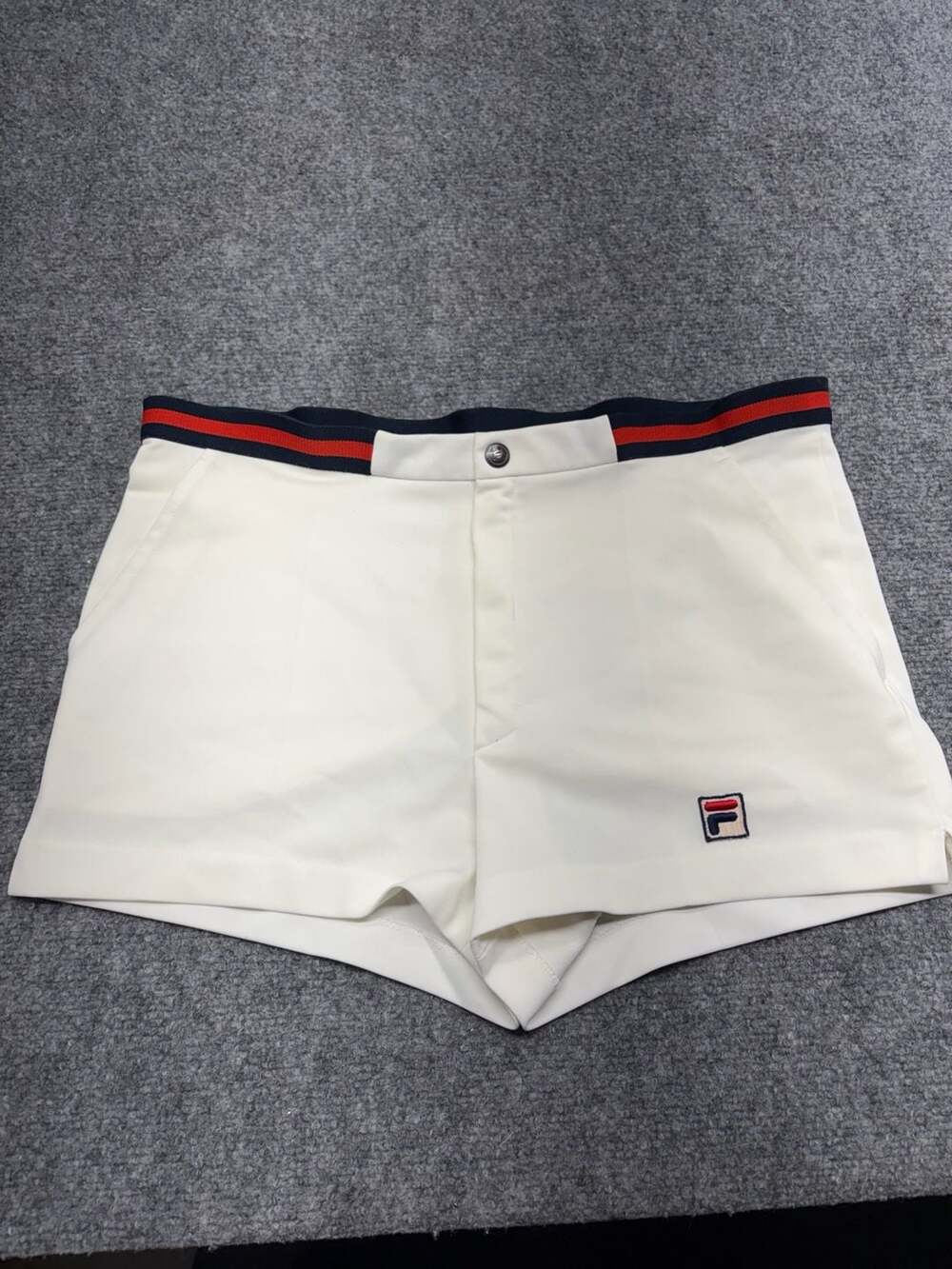 Fila Vintage Bjorn Borg Style Tennis Shorts White-Blk-Red-size 40-made in Italy